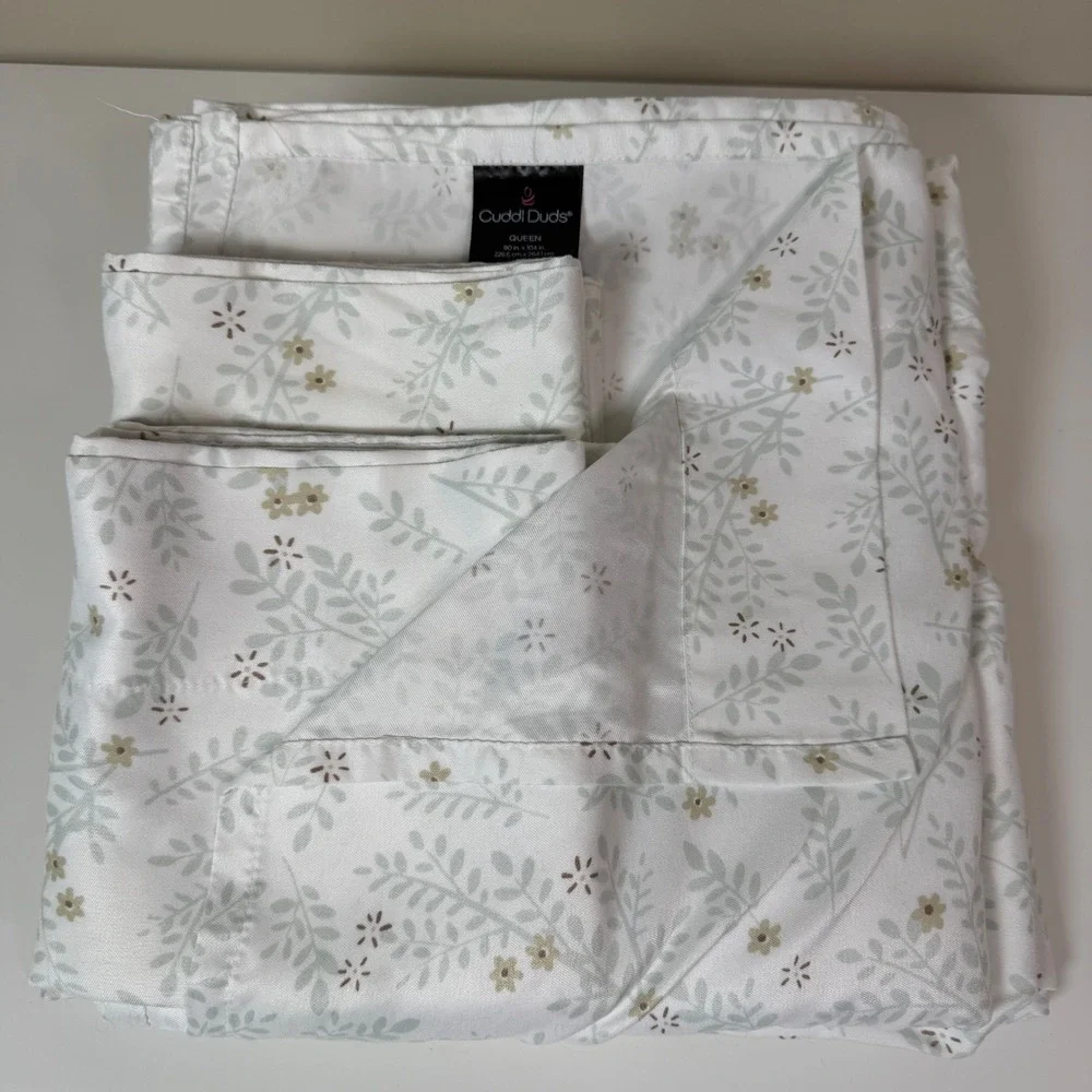 Cuddl Duds Sheet Set Queen Floral Botanical Print Soft Microfiber Bedding